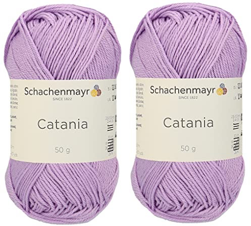 Catania Schachenmayr Originals 100 % merzerisiertes Baumwollgarn, insgesamt 100 g. Je 50 g / 125 m Amigurumi-Garn Fine-Sport 2 (226 Lila)