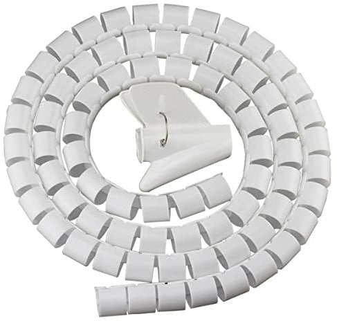 Kabelschlauch mit Einziehhilfe Flexibler Kabelkanal für Kabelmanagement und Kabelschutz, Kabelspirale für Flexible Bündelweite, Kunststoff, Ø 28 mm, 2m (2PCS, Weiß)