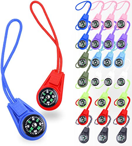 25 Stück Mini-Kompass mit Flüssigkeit gefüllter Paracord-Kompasse für Kinder Pfadfinder, Wandern, Überleben, Schlüsselanhänger, Rucksack, Kompass, Partygeschenk (25 Stück bunt)