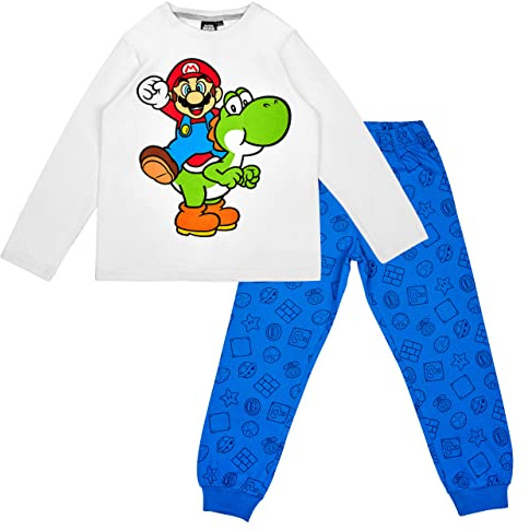 Super Mario Bros. Schlafanzug, Mario Luigi Toad Yoshi, Schlafanzug Jungen, Spielen, Baumwolle, Langarm Pyjama Spielen