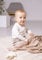 Stellou & friends Babydecke aus 100% Baumwolle, weiche Neugeborne Baby Kuscheldecke, Baby Erstausstattung, kuschelige Kinderwagen Decke, Oeko-TEX Zertifiziert, Geschenk zur Geburt, (Beige, 88 x 88 cm)