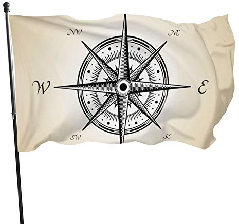 Flagge 150x90cm Outdoor Windward Fahne Lebendiges Farbbanner Gartenflagge Vintage Kompass Dekorative Flagge Polyester Yard Fahne Lustige Große Flagge für Terrasse Rasen Home Decor
