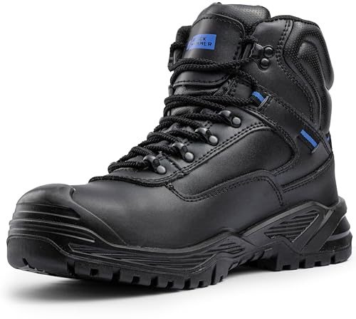 Black Hammer 6600 Men's S3 SRC Water-Resistant Steel Toe Boots | Steel midsole, leather upper, lightweight cushioning, oil-resistant sole and anti-static heel.