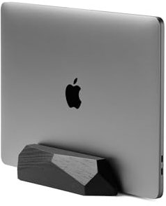 Oakywood Vertikaler Laptopständer, Naturholz, verstellbare Dockingstation, für Geräte bis zu 2 cm Dicke, kompatibel mit Allen MacBook Pro Air iPad-Oberflächen, handgefertigt, schwarz gebeizte Eiche
