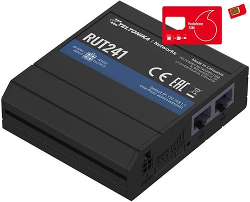 Teltonika RUT241 4G LTE Cat4 Industrial M2M/IOT Router with Vodafone Data SIM Card Bundle