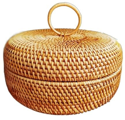 YKFengYan Fengyan Lagerung 1Pack Rattan Weaving Aufbewahrungskorb Pu'er Tea Box Aufbewahrungsbox Rattan Aufbewahrungskorb (Farbe : B 28x16cm)
