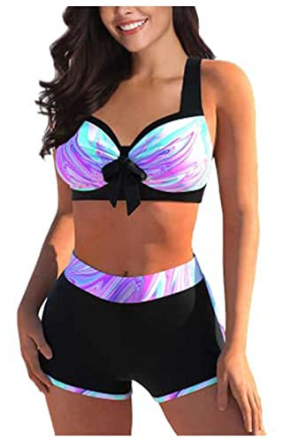 Bikini Damen Set Triangel Breites Unterbrustband Gerippte Bademode Zweiteiliger Badeanzug