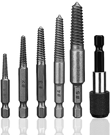 Schraubenausdreher, JANDH 6 Stück Screw Extractor Set, Schrauben Ausdrehwerkzeug, mit Magnetischem Bithalter, zum Entfernen Beschädigter Schrauben, Geeignet für die Holzbearbeitung