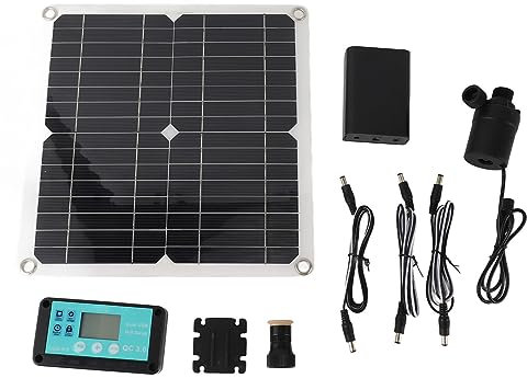 Asixxsix Bomba de Fuente de Agua Solar,Panel Solar de 50W Bomba de Fuente de Agua de 22W con Caja de Batería Controlador de Tiempo DC12V Bomba de Agua de Fuente Alimentada por Energía Solar