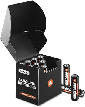 Ninja Labs: AAA - Super Charged Alkaline Batteries in Organizer Box (Insanely Long Lasting), Triple A (12 Pack)