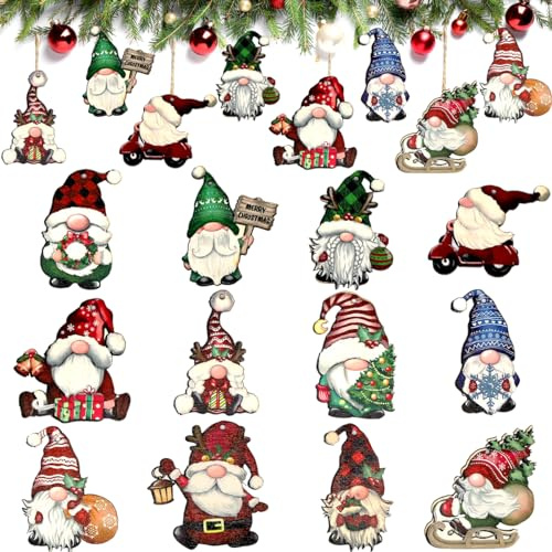 Doyomtoy 24 Pezzi Ciondolo in Legno di Natale - Decorazioni Natalizie Ornamento Decorativo per Albero di Natale Fai da Te