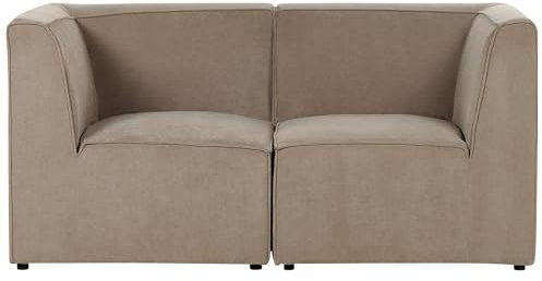 Beliani Modernes 2-Sitzer Modul Sofa mit Armlehnen Stoffbezug Cord beige Taupe Lemvig