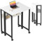 GreenForest Folding Desk Small Rolling Desk with Storage Shelf, 80 CM Foldable Computer Desk with Wheels for Small Space, Easy Assembly, White