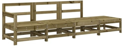 vidaXL Garten Lounge Set 4-TLG., Gartenmöbel Set mit Holzrahmen, Sitzgruppe für Garten Terrasse Balkon, Modular Sofa Garnitur Loungemöbel, Kiefernholz Imprägniert