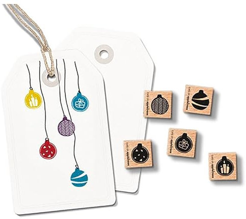 Cats on Appletrees Stempel-Set Weihnachtskugeln - 5 Holzstempel - Ab 3 Jahren
