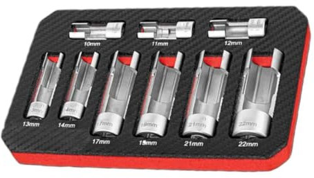 Kquepo Débague de Démontage de Tuyau D' Ouverte Clé à Capteur D'Oxygène à Rainure de Manchon Hexagonal D'Injection de Carburant en Argent Outil de Réparation