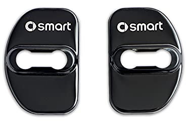 KRHINO Copri Serratura Portiera Auto per Smart, 2 Pezzi Copri Serratura Portiera Auto in Acciaio Inossidabile Protezione Protettiva Adesivo Tappo Fibbia Accessori Anticorrosione,-Black