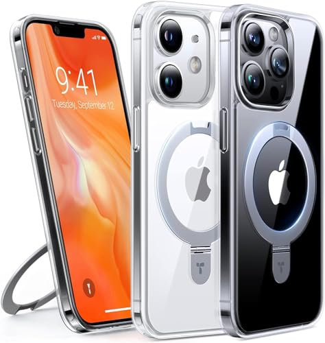 TORRAS Ostand für iPhone 12 Hülle/iPhone 12 Pro Hülle für MagSafe (Nr.1 Magnetkraft, Unsichtbarer Ständer, Militärischer Schutz) Stoßfest Handyhülle iPhone 12 Case Kratzfeste All-in-One Transparent