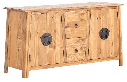 Woodkings Waschtisch Rangun 140cm | Badschrank aus rustikalem Holz | Badezimmer Unterschrank Stilvoll & Funktional | Mit Stauraum