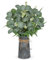 Hollyone Kunstpflanze Eukalyptus in Rustikalen Metall Vase, 45cm Zimmerpflanzen Künstliche Eukalyptus mit Samen Farn Dekopflanzen für Bauernhof Haus Hochzeit Tisch Centerpiece Deko