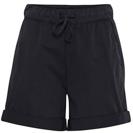 OXMO OXChanel Damen Shorts Kurze Hose Joggershorts mit Tunnelzug Eingrifftaschen Baumwollmischung Regular fit, Größe:36, Farbe:Black (194007)