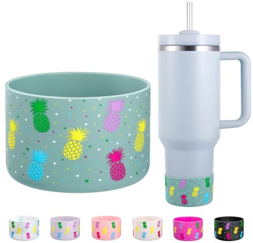 Silicone Boot for Stanley Cup 40 30 20 OZ, Bottom Cover for Yeti Rambler Cup SimpleModern 40OZ Cups, Boots Protective Sleeve for Hydro Flask 12-24 oz Water Bottle Boot Accessories (Eucalyptus)