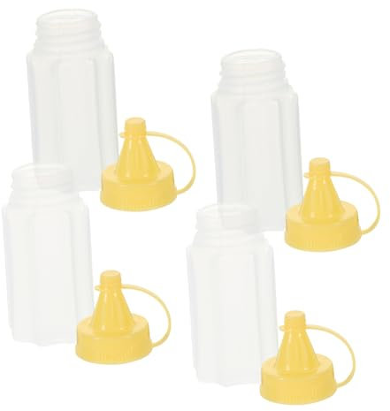 Anneome 4 Stück Tragbare Quetschflaschen Für Soße 30ml Auslaufsicher Wiederverwendbare Gewürzflaschen Für Ketchup Honig Und Dressings Küchenhelfer Für BBQ Und Picknick