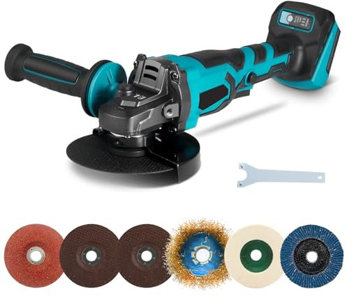 Cordless Angle Grinder, Brushless Angle Grinder Kit Compatible with Makita 18V Battery, 125MM 10000RPM Professional Electric Angles Grinders, 6 Cutting Wheels (Battery Not Included)