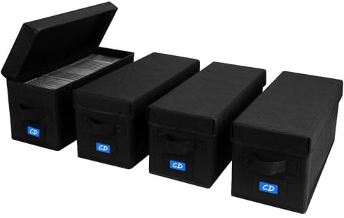 CD Storage Box, CD Storage CASE, 4PACK, Black