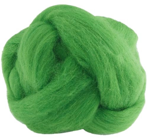 GORGECRAFT 100g Lana para Fieltrar con Aguja Lana Merino Teñida de Verde Fibra de Lana para Fieltrar Mezcla de Fieltro Rastas para Fieltrar Hilar Tejer Tejer Hilo Grueso Materiales para Hacer Tú Mismo