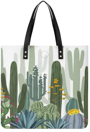 FZRTGOP Kaktus Damen Shopper Handtasche Umhängetasche Schultertasche Für Büro Schule Einkauf 39x39cm