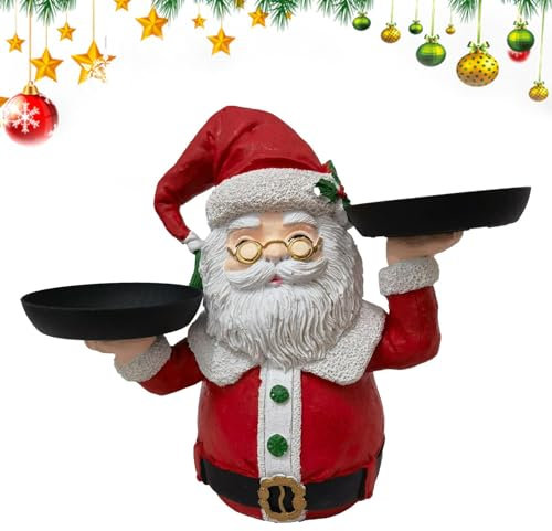 Vassoio Kioriur per Babbo Natale | porta caramelle decorativo di Babbo Natale in resina - Vassoio snack ornamentale da tavolo per chiavi, frutta,