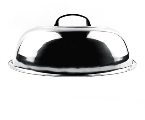 Culnflun Stainless Steel Wok Lid, Universal Pot Cover Frying Pan Cover, 38cm Domestic Wok Steamer Lid with Tempered Glass Recessed Steamer Hole and Ergonomic Round Handle
