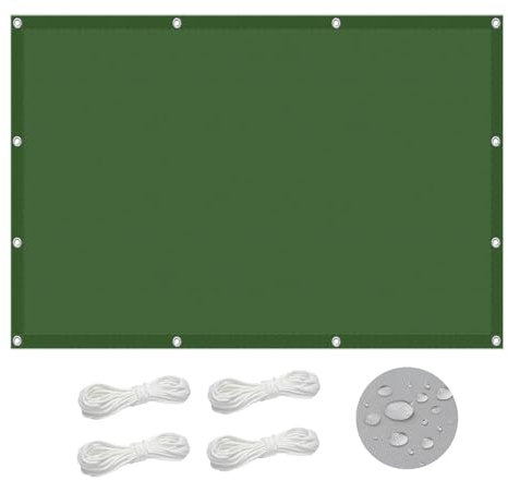 Tenda parasole rettangolare, 150 x 450 cm, protezione dai raggi UV, per patio, giardino, pergola, verde scuro