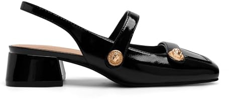 Slingback Mary Jane Heels for Women Low Block Heel Closed Square Toe Pump Shoes Heels Classic Daily Office Dressy Shoes
