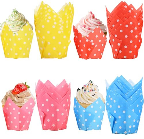 200 Stück Muffinförmchen Papier Mini Muffins PapierföRmchen Muffin Backform Einweg-Backbecher Cupcake FöRmchen Muffinform Papie Tulpen MuffinföRmchen zum Backen Pralinen Papierförmchen