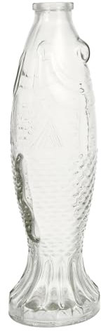 FUNOMOCYA Fish Shaped Glass Bottle Decorative Bottle for Home Décor Vintage Style Water Carafe Elegant Glass Bottle for Floral Arrangements and Display
