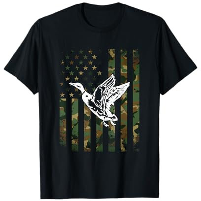 Duck Hunter Amerikanische Flagge Wasservögel Jagd Camouflage Herren T-Shirt
