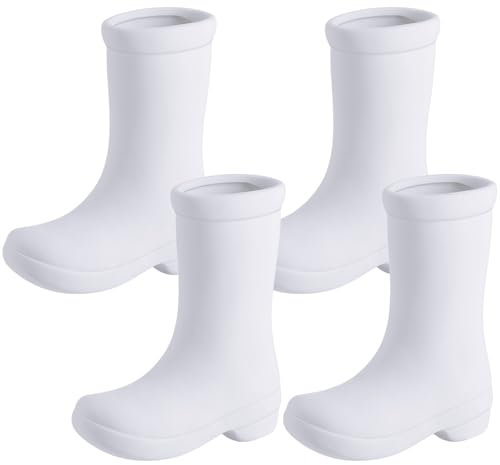 Yerliker 4 Psc DIY Boot Vase Ceramic Boot Planter Garden Flower Pot with Palette Paintbrush Pigment Holiday Planter Pot Decorative Fun Planters Decor for Succulent Plant, Cactus, Herbs and Flowers