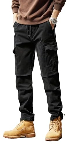 LookMark cargobyxor, snygga och bekväma, herrcargobyxor med flera fickor, perfekta för fritidskläder, utomhusaktiviteter och dagligt bruk, Svart 03, XXL