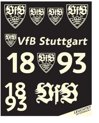 VfB Stuttgart Leuchtsticker 8tlg Aufkleberkarte nachtleuchtend Aufkleber Sticker
