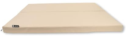 Jeflex® Klappbare Weichbodenmatte 105x82x6cm Beige – platzsparend faltbar, Kunstleder – Turnmatte & Unterlage für Klettergerüste, Sprossenwand, Sport & Spiel – Made in Germany