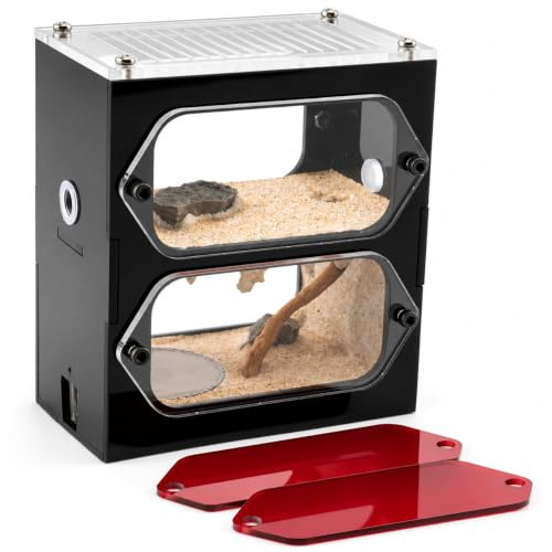 Ameisenfarm Nest aus Acryl - Vertikales Beobachtungsformicarium mit roter Abdeckung und simulierter Tunnelstruktur, stapelbarer modularer Ameisenlebensraum