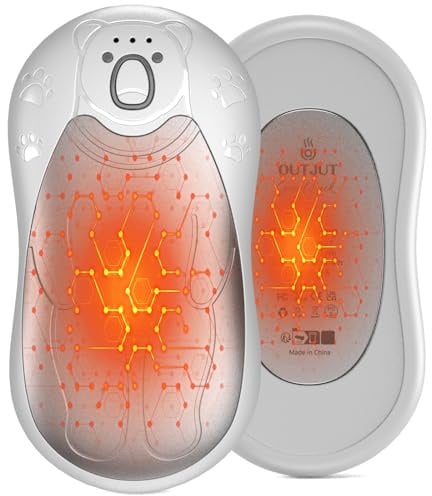 OUTJUT Dual-Sided Hand Warmers Rechargeable 12000mAh, Electric Hand Warmer Split 2 Pack, Portable Pocket Warmer Reusable 3 Quick Heating Modes, Ideal Warm Gift for Golf, Camping, Hiking and Skiing