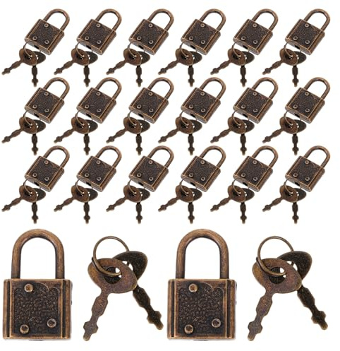 Alipis 30 Pezzi Mini Lucchetti Retrò con Chiave, Lucchetti in Acciaio Legato Vintage Compatti per Valigie e Borse, Costruzione Robusta per Viaggio e Casa