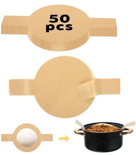 Ouligay 50 PCS Sourdough Sling Parchment Paper for Sourdough Baking Bread Sling for Dutch Oven 7.87 in Round Parchment Paper with Long Handles for Air Fryer, Easy Dough Transfer Non-Stick