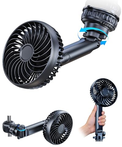 xuenair 3-in-1 5000mAh Rechargeable Fan for Car Window Headrest Handheld | Quick-Release System, Small Portable Suction Cup Fan for Car SUV Pickup Truck RV Golf Cart Wall, Quiet, Rotatable, 3 Speeds