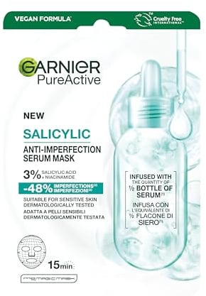 Garnier PureActive Salicylic+ Tissue Masker 28g | Tissue Maske pflegt die Haut mit Salicylsäure+