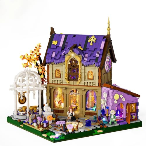LUMIBRICKS Luna Cottage Klemmbausteine Haus mit Beleuchtung und Musik, 2846 Teile Astrologie-Haus Bauset für Erwachsene, mit Kristallkugel und Tarotzimmer, Sammler Display Modell Geschenkidee