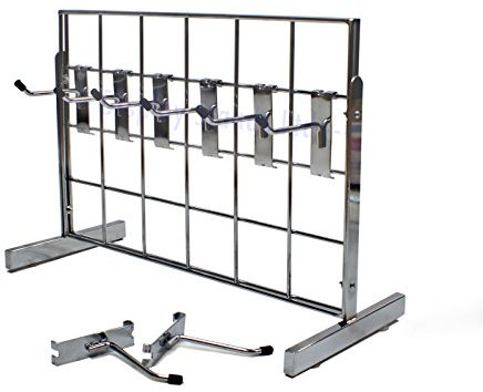 Counter Standing 2 Way Chrome Grid Panel Display with 4 Hooks (E3MINI/1)